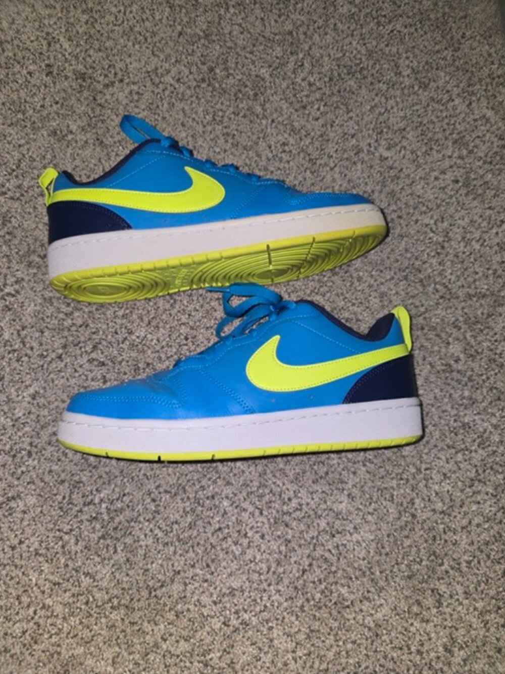 Nike Court Borough Low 2 GS Laser Blue Lemon Venom Youth 7 Sneakers BQ5448‑400
